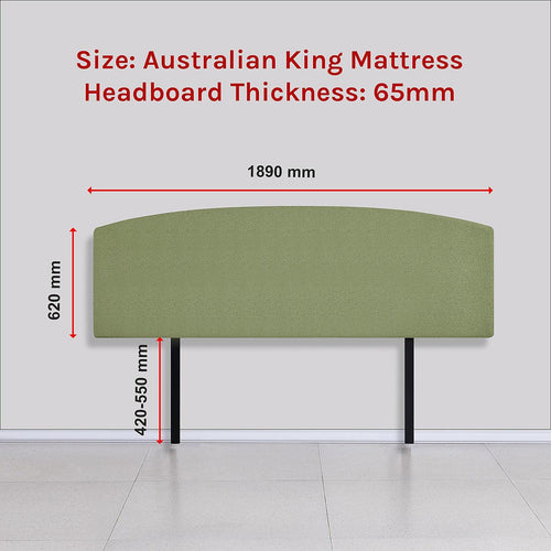 Curved King Bed Deluxe Headboard Bedhead Linen Fabric Olive Green 