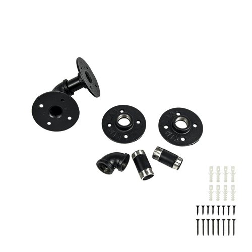 Industrial Black Iron Pipe Bracket Wall Mounted Floating Shelf - Set of 2