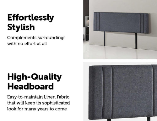 Grey Linen Fabric King Deluxe Headboard Bedhead