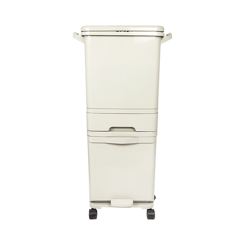 42L Rubbish Bin Waste Trash Can Pedal Recycling Kitchen Wheel 2 Compartment