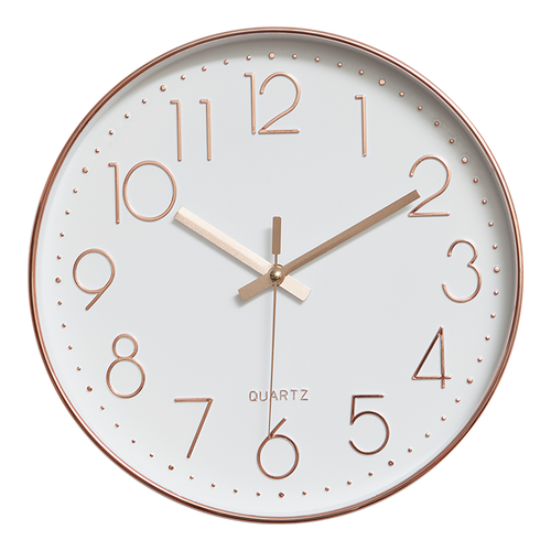 Modern Rose Gold Wall Clock – Silent Quartz Battery-Operated Design for Home & Office