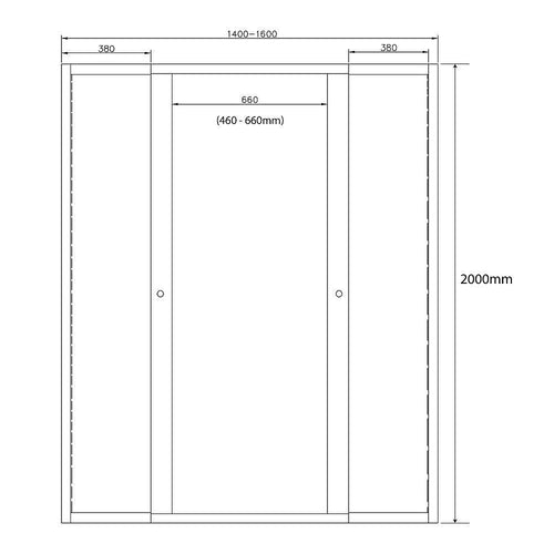 1400-1600mm Sliding Door Safety Glass Shower Screen Black By Della Francesca