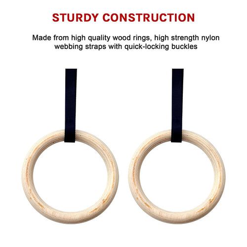 235mm Wooden Gymnastic Rings – Premium Olympic-Style Strength Training & Fitness Equipment
