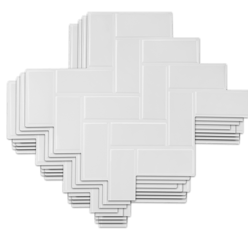 Tiles 3D Peel and Stick Wall Tile Herringbone White 10 Sheets