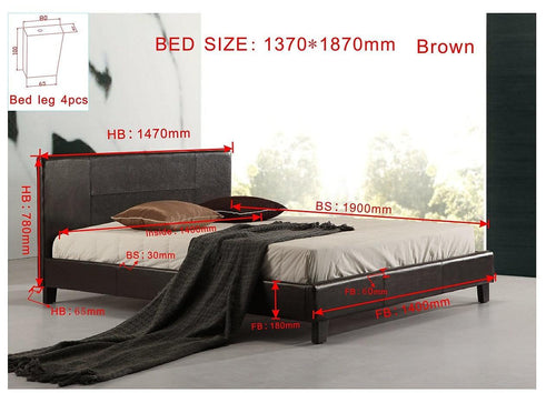 Double Bed Frame Brown PU Leather