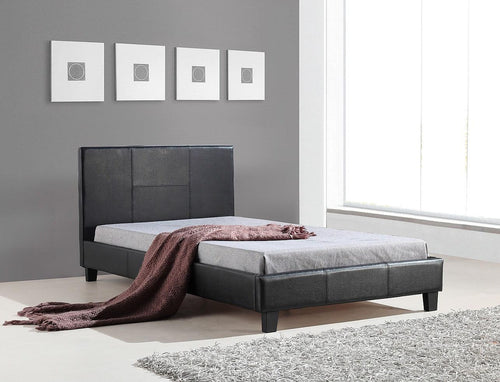 King Single Bed Frame Black PU Leather
