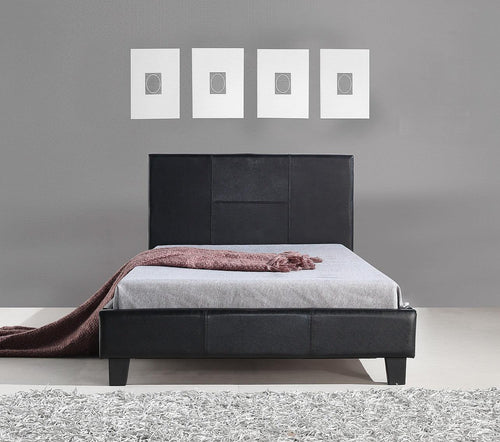 King Single Bed Frame Black PU Leather