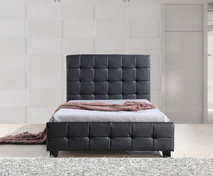 King Single Black PU Leather Deluxe Bed Frame