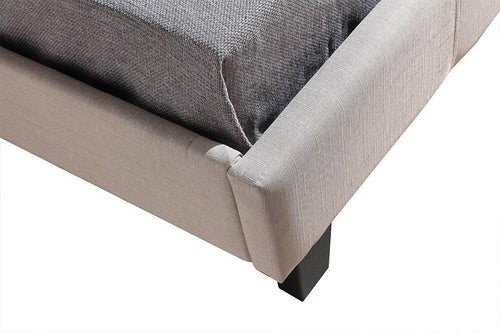 King Single Bed Frame Beige Linen Fabric