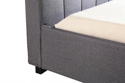 King Single Grey Linen Fabric Deluxe Bed Frame