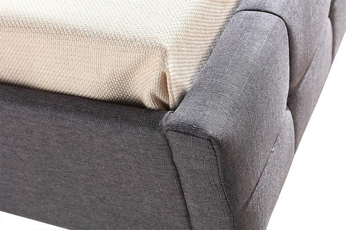 King Single Grey Linen Fabric Deluxe Bed Frame