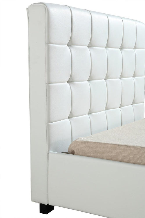 King Single White PU Leather Deluxe Bed Frame