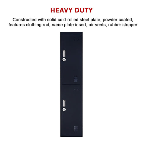 2-Door Black Locker Cabinet 4-Digit Combination Lock – Secure & Durable