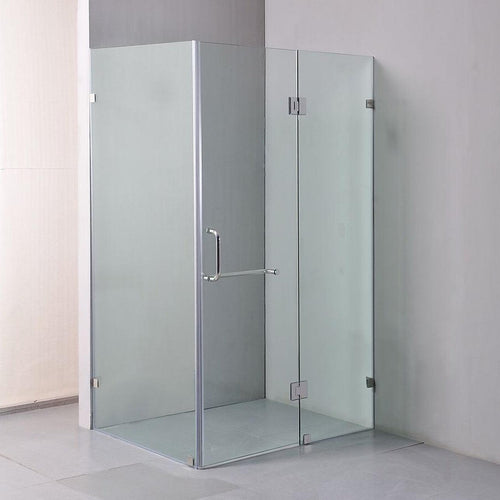 110 x 90cm Frameless 10mm Glass Shower Screen By Della Francesca CHROME Hardware, ROUND Handle