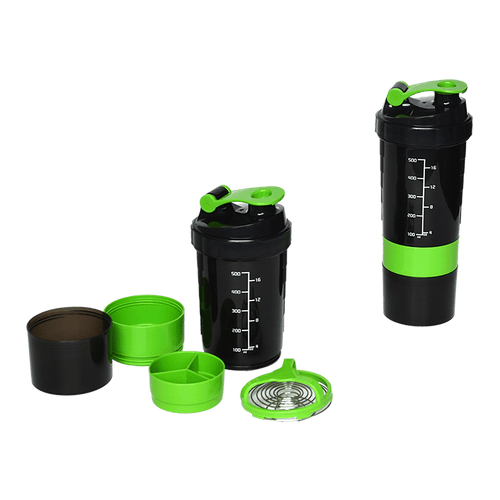 2x Protein Gym Shaker Premium 3 in 1 Smart Style Blender Mixer Cup Bottle Spider
