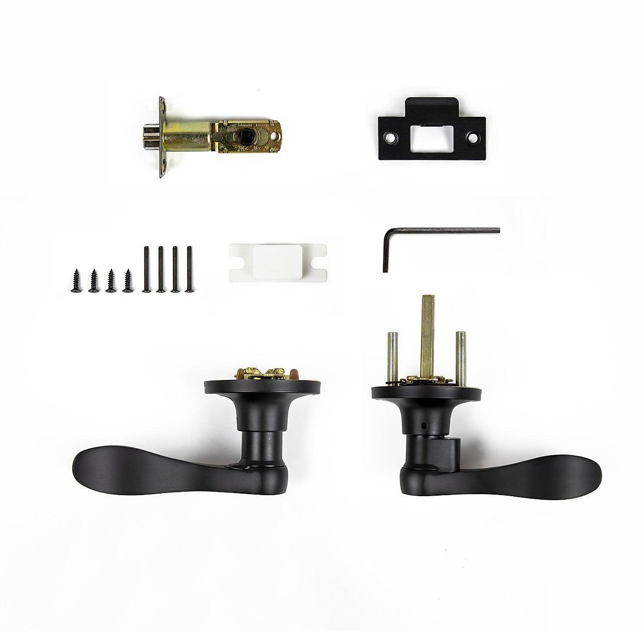 Door Handle Set Lever Privacy Function Black - Privacy - Black - Home ...