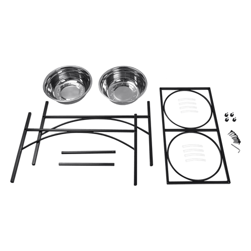 Dual Elevated Raised Pet Dog Puppy Feeder Bowl Stainless Steel Food Water Stand