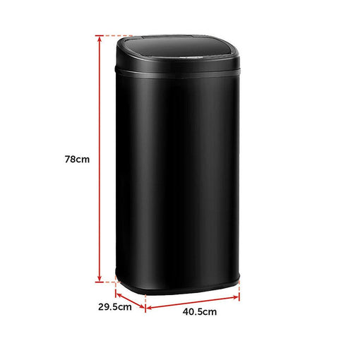 68L Motion Sensor Bin Automatic Stainless Steel Kitchen Rubbish Trash - Black