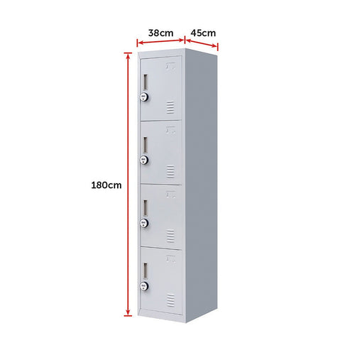 Grey Locker with 4 Doors & 4-Digit Combination Lock – Storage for Gym, School, or Workplace