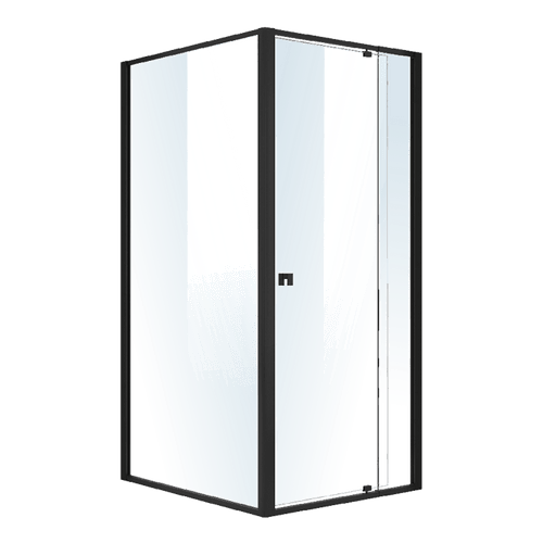 Front: (82~90) x 195cm Adjustable Semi Frameless Shower Screen in Black Side: (98~101) x 195cm