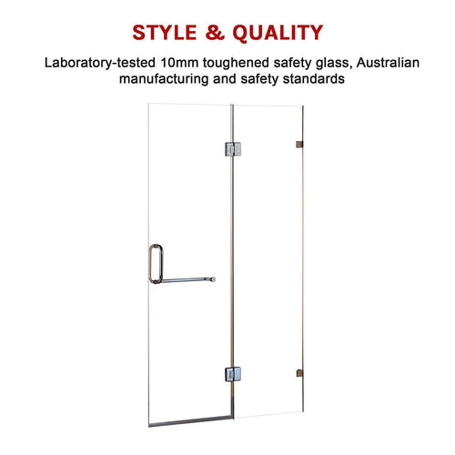 110 x 200cm Wall to Wall Frameless Shower Screen in Nickel Hardware, Round Handle