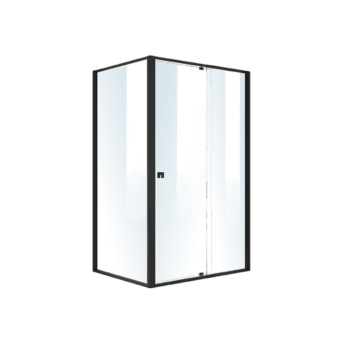 Front: (114~122) x 195cm Adjustable Semi Frameless Shower Screen in Black Side: (89~92) x 195cm