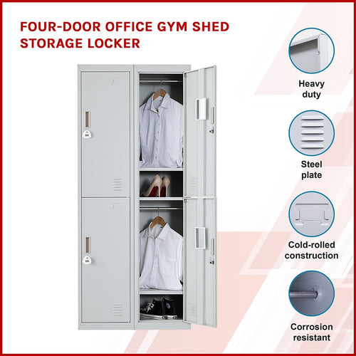 2x2 Door Grey Metal Locker – Secure Storage with 3-Digit Combination Lock