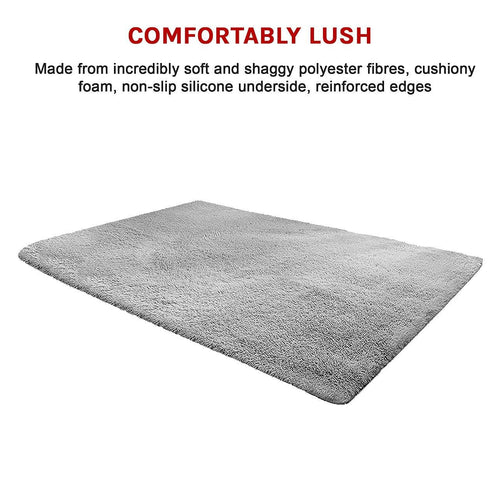 230x200cm Floor Rugs Large Shaggy Rug Area Carpet Bedroom Living Room Mat Grey