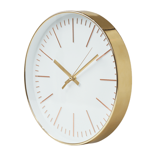 Modern Wall Clock Silent Non-Ticking Quartz Battery Operated Gold