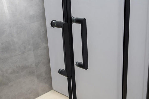 1400-1600mm Sliding Door Safety Glass Shower Screen Black By Della Francesca