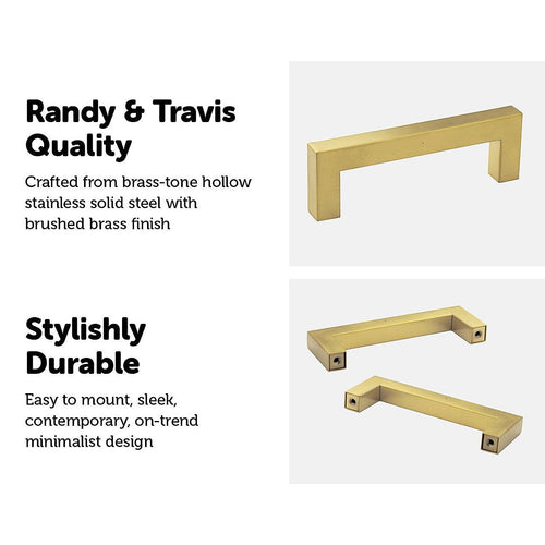 15x Brushed Brass Drawer Pulls Kitchen Cabinet Handles - Gold Finish 96mm