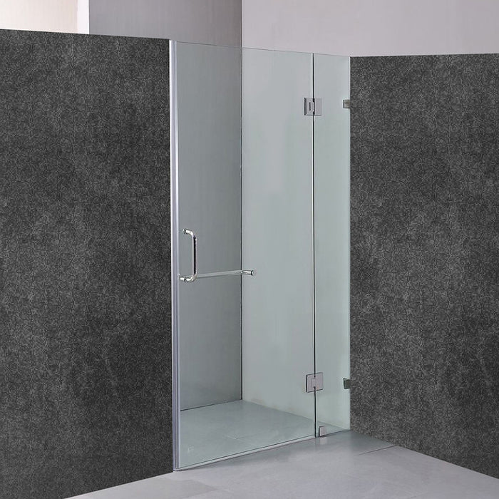 90 x 200cm Wall to Wall Frameless Shower Screen in CHROME Hardware, ROUND Handle