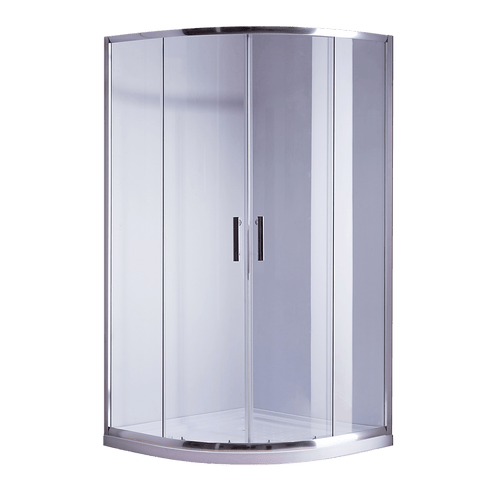 90 x 90cm Rounded Sliding 6mm Curved Shower Screen with Base in Chrome