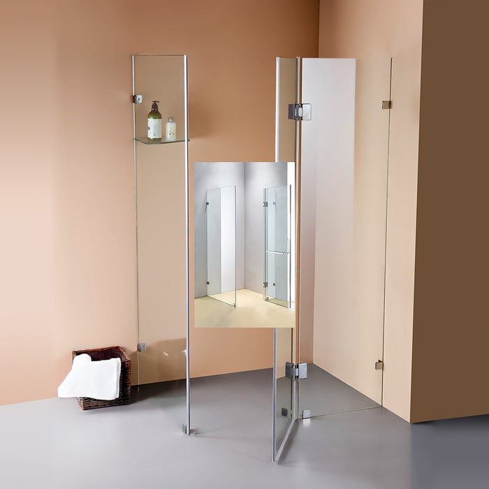 Frameless 10mm Glass Shower Screen 110 x 90cm CHROME Hardware,SQUARE Handle