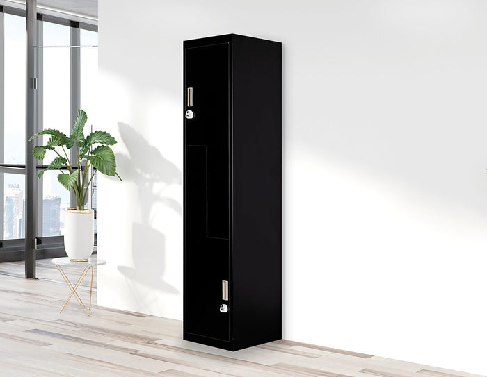 Black Two-Door L-shaped Office Gym Shed Storage Locker - 3-Digit Combination Lock