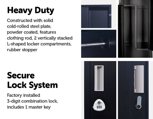 Multipurpose Locker – Black Dual L-Shaped Door with 3-Digit Combination Lock