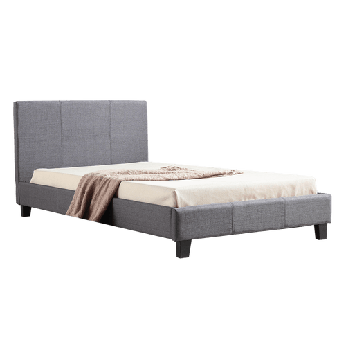 King Single Bed Frame Grey Linen Fabric
