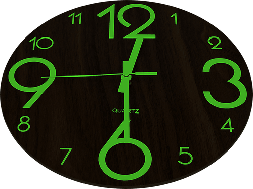 Glow In Dark Wall Clock Luminous Quartz Wooden Non Ticking Home Decor 30cm