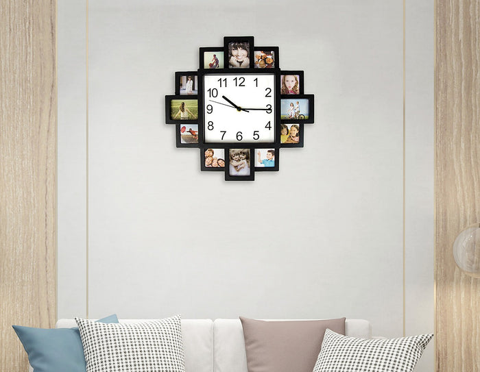 Photo Frame Clock Picture Collage 12-P Display Wall Clock Photowall Home Décor