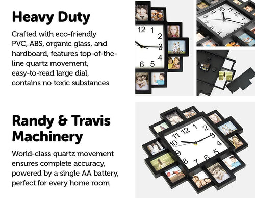 Photo Frame Clock Picture Collage 12Picture Display Photowall