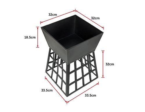 Black Fire Pit Square Log Patio Garden Heater Outdoor Table Top BBQ Camping