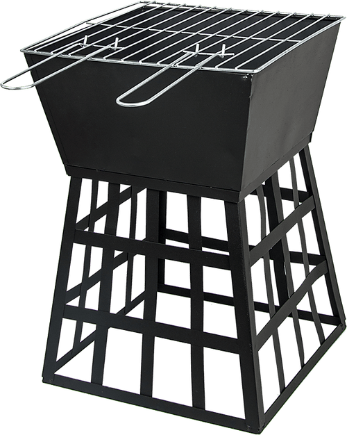 Black Fire Pit Square Log Patio Garden Heater Outdoor Table Top BBQ Camping