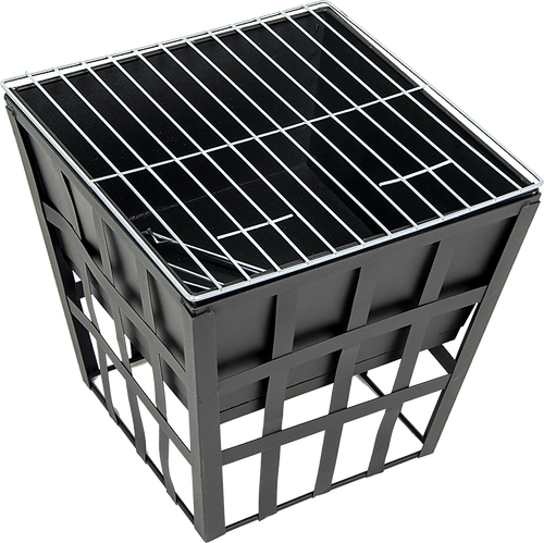 Black Fire Pit Square Log Patio Garden Heater Outdoor Table Top BBQ Camping