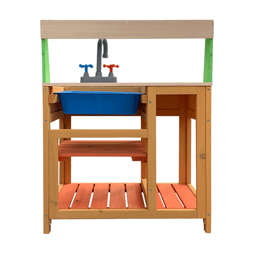 Childrens Outdoor Play Mud Kitchen Sand Pit with Display Shelf