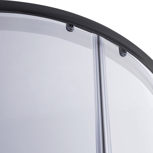 100 x 100cm Rounded Sliding 6mm Curved Shower Screen with Base in Black