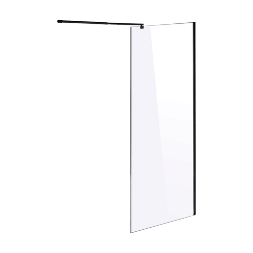 100 x 210cm Frameless 10mm Safety Glass Shower Screen in Round Black