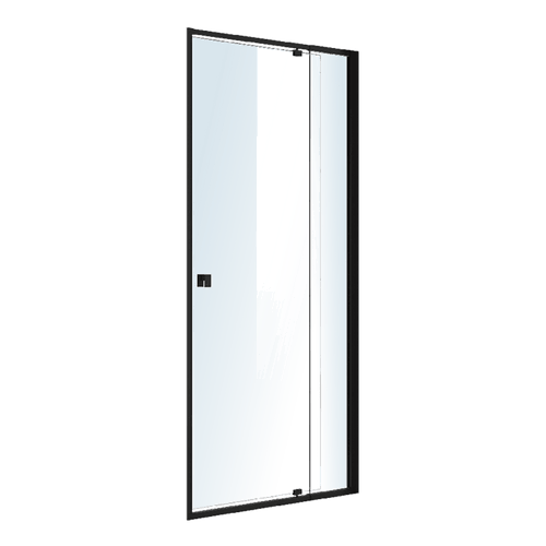Front: (82~90) x 195cm Adjustable Semi Frameless Shower Screen in Black No Side Return