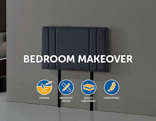 Grey Linen Fabric Single Deluxe Headboard Bedhead