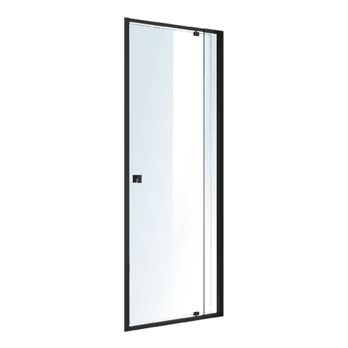 Front: (74~82) x 195cm Adjustable Semi Frameless Shower Screen in Black No Side Return