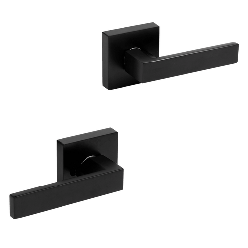 Door Handle Set Lever Passage Function Square Black